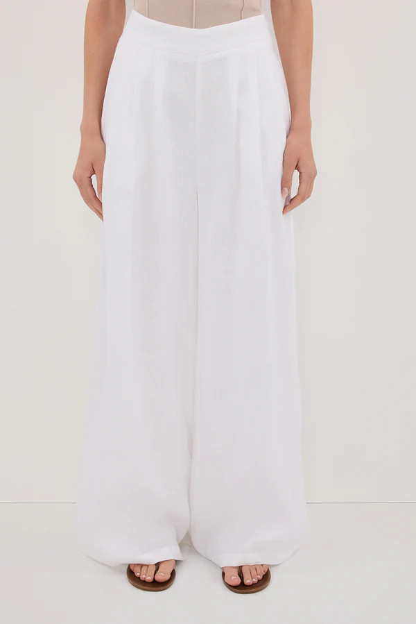 CODY WHITE WIDE LINEN PANT | DISSH