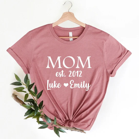 Mom Shirt, Personalized Mom Shirts, Custom Mom Tee with Kids Names, Mothers Day T-Shirt, Custom C... | Etsy (US)