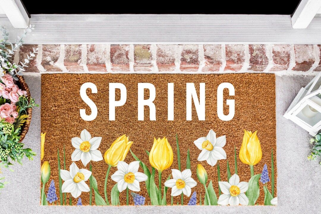 Spring Doormat, Spring Doormat With Flower Design, Doormat, Seasonal Doormat, Porch Decor, Welcom... | Etsy (US)