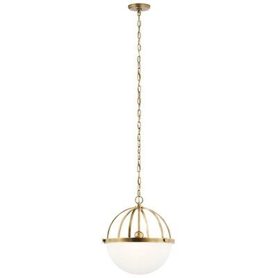 Kichler Edmar 3-Light Natural Brass Transitional Etched Glass Orb Pendant Light Lowes.com | Lowe's