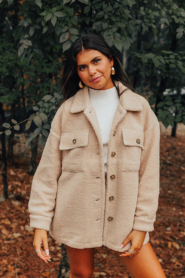 Cozier Than Ever Sherpa Jacket in Light Iced Latte | Impressions Online Boutique