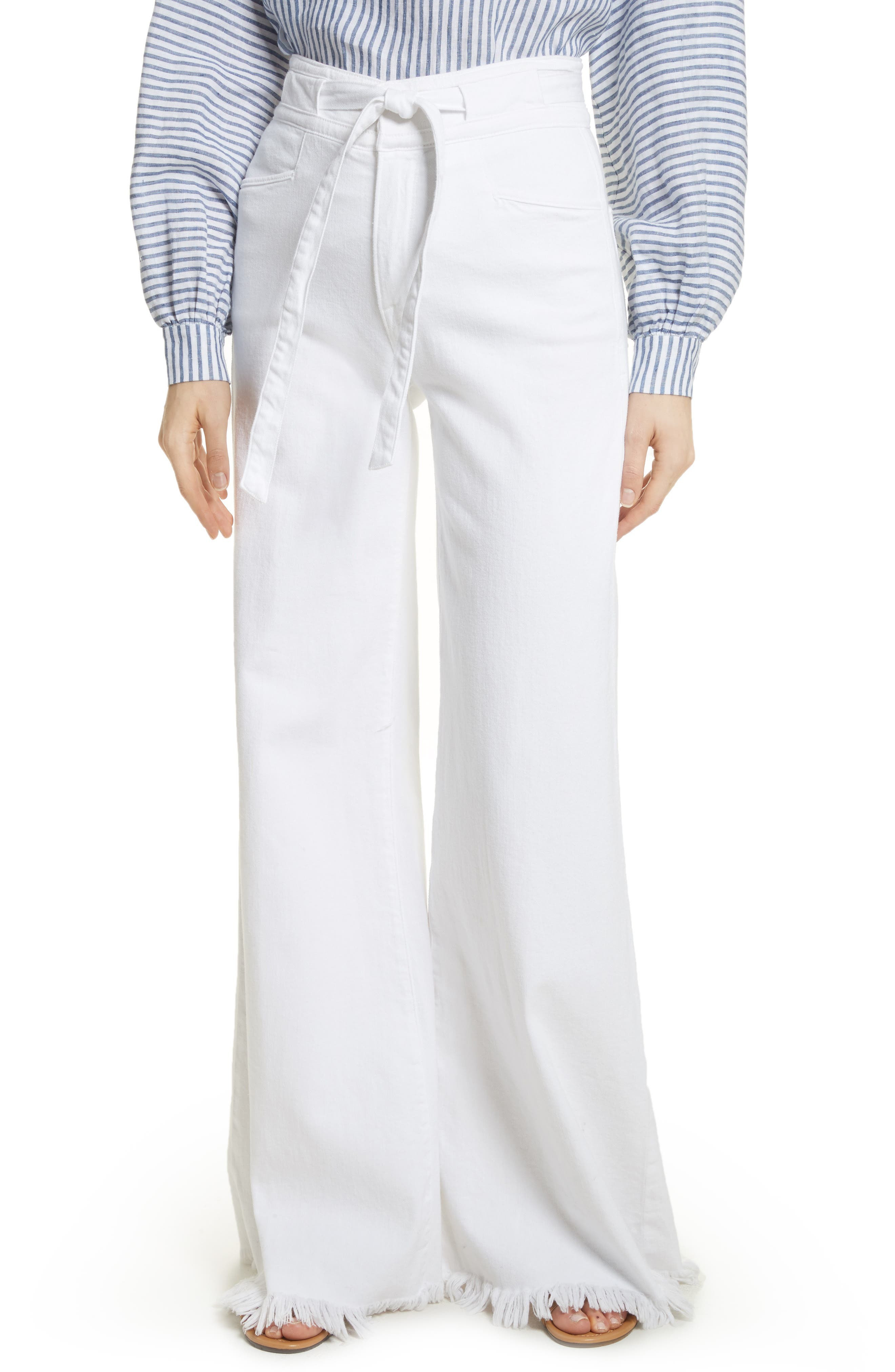 Le Palazzo Belted Raw Edge Jeans | Nordstrom