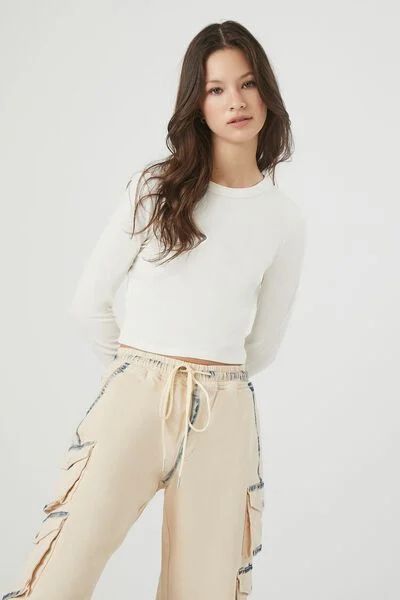 Ribbed Knit Long-Sleeve Crop Top | Forever 21
