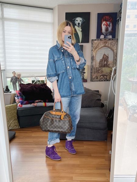 Take a 2012 look and make it modern. But in 2012 it would have been a fitted chambray paired with skinny jeans, and these wedge sneakers. Now it’s roomier jeans, a bulkier denim shirt, and the same sneakers.

Bag and jeans vintage, shoes secondhand.

•
.  #summerlook  #torontostylist #styleadjectives #StyleOver40  #wedgesneakers #vintagelouisvuitton #poshmarkFind #thriftFind #thriftstyle #secondhandFind #fashionstylist #FashionOver40  #MumStyle #genX #genXStyle #shopSecondhand #genXInfluencer #WhoWhatWearing #genXblogger #secondhandDesigner #Over40Style #40PlusStyle #Stylish40s #styleTip  #secondhandstyle 


#LTKshoecrush #LTKstyletip #LTKitbag