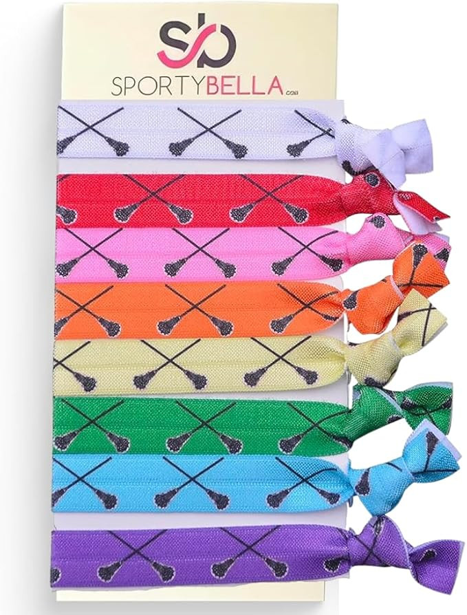 Multi-Colored Hair Ties with Lacrosse Design for Girls - No Crease Ponytail Elastics for Lacrosse... | Amazon (US)