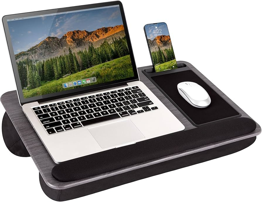 LAPGEAR Home Office Pro Lap Desk with Wrist Rest, Mouse Pad, and Phone Holder - Gray Woodgrain - ... | Amazon (US)