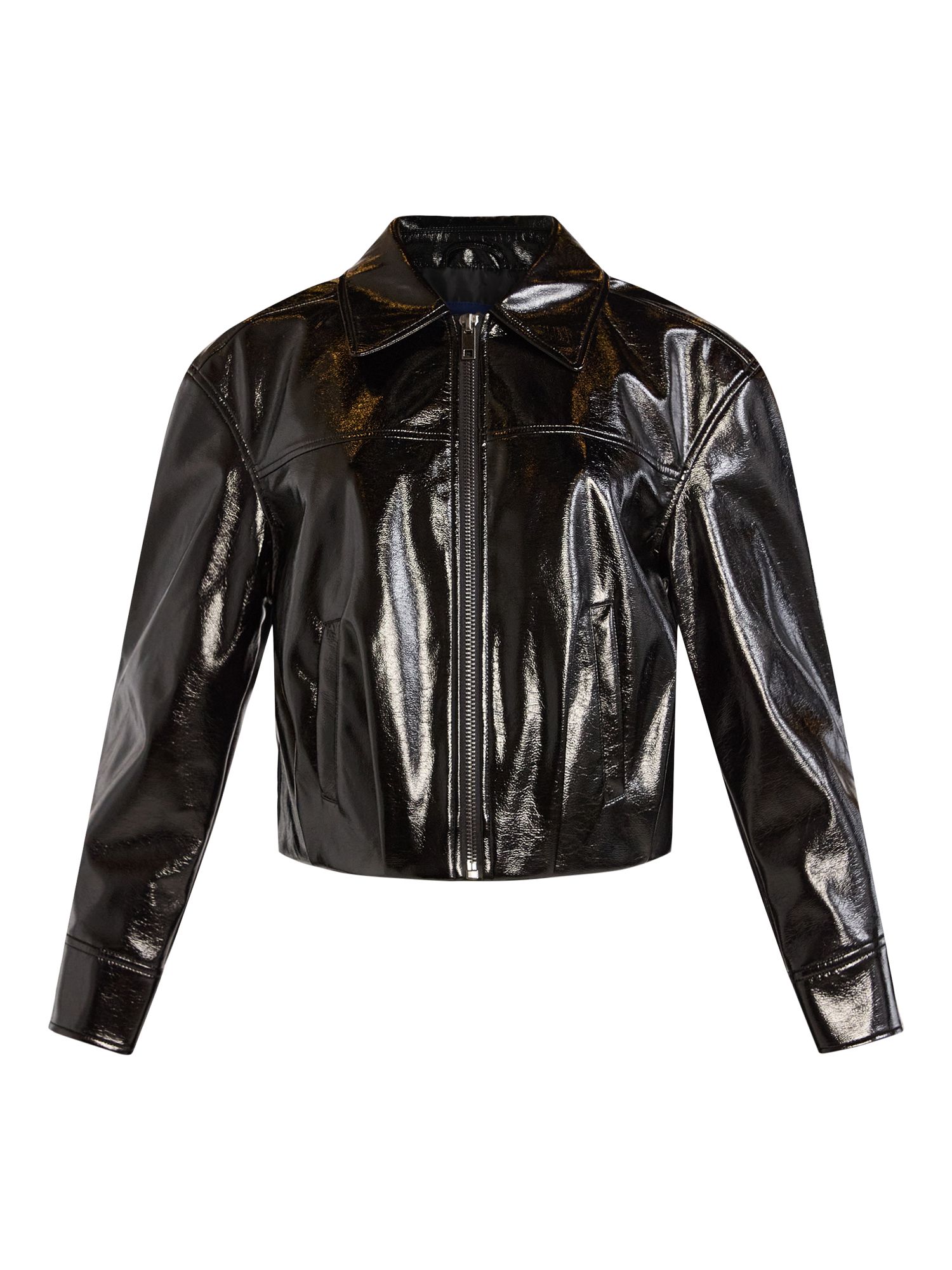 Scoop Women’s Crinkle Faux Patent Leather Cropped Bomber Jacket, Sizes XS-XXL - Walmart.com | Walmart (US)