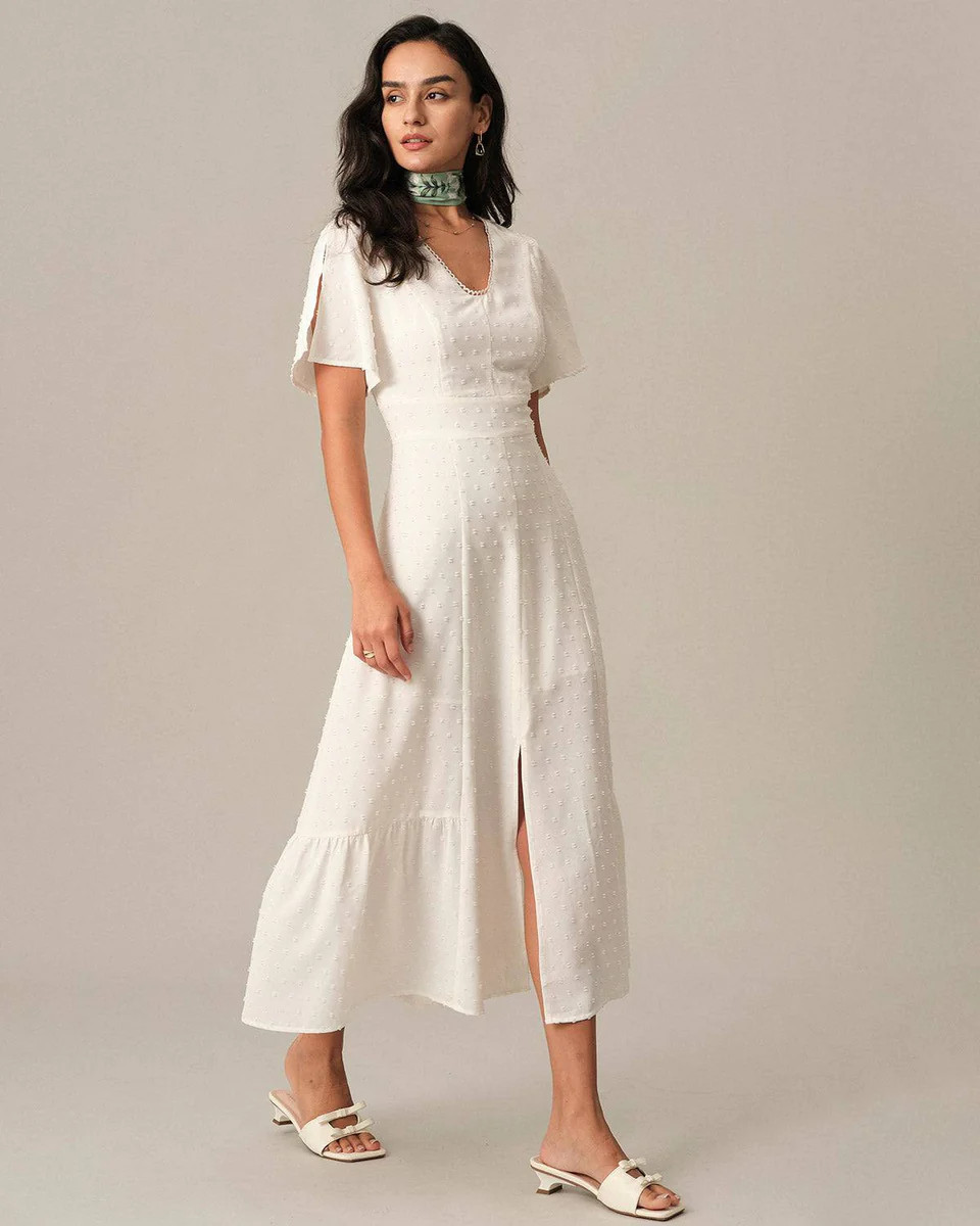 The Solid High Waisted Split Maxi Dress | rihoas.com