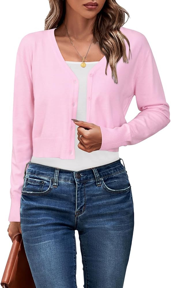 Newshows Womens Fashion Fall Cropped Cardigan Open Front Button Down Knit Bolero Shrug 2025 Sprin... | Amazon (US)