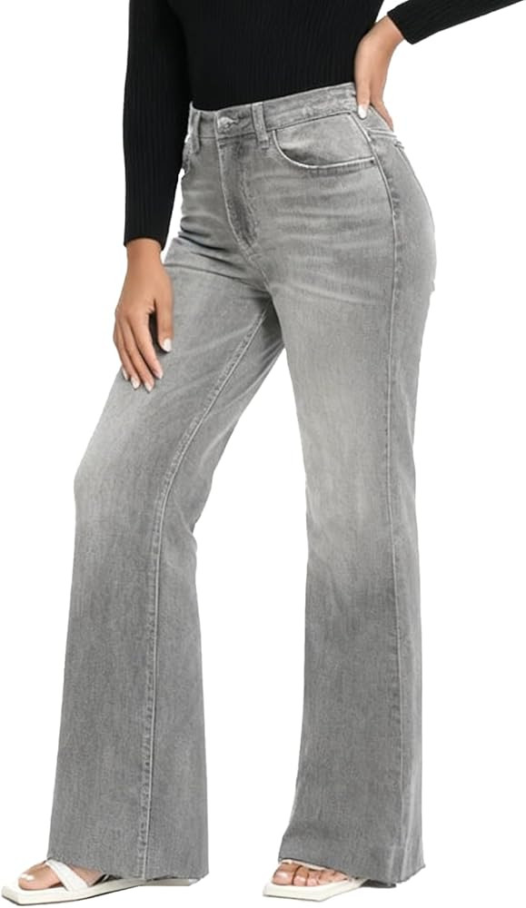 ONESO Wide Leg Jeans for Women High Waisted Stretchy Baggy Jeans BBL Loose Fit Tummy Control Deni... | Amazon (US)