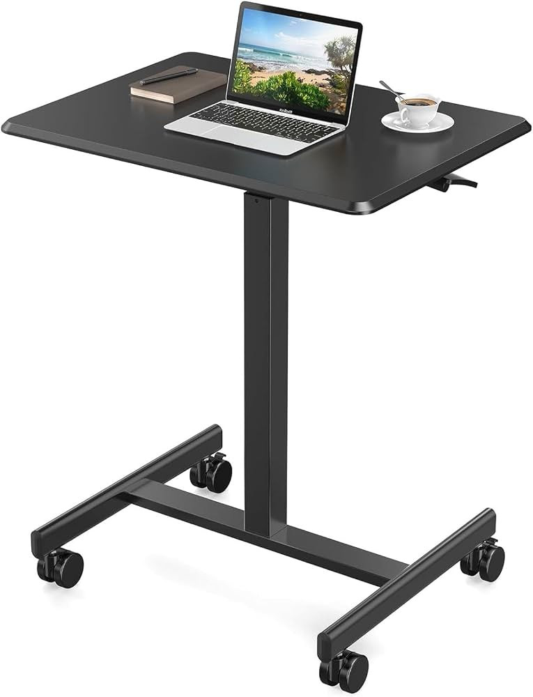 Sweetcrispy Small Mobile Rolling Standing Desk - Overbed Table, Teacher Podium with Wheels, Adjus... | Amazon (US)