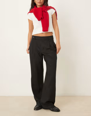 ASOS DESIGN tailored low rise relaxed straight leg pants in gray | ASOS (Global)