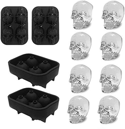 Small Whiskey Ice Ball Mold Skull, 2-Set 8 Small Sphere Ice Cube Molds,1.9x1.6 Inch Small Round Ice  | Amazon (US)