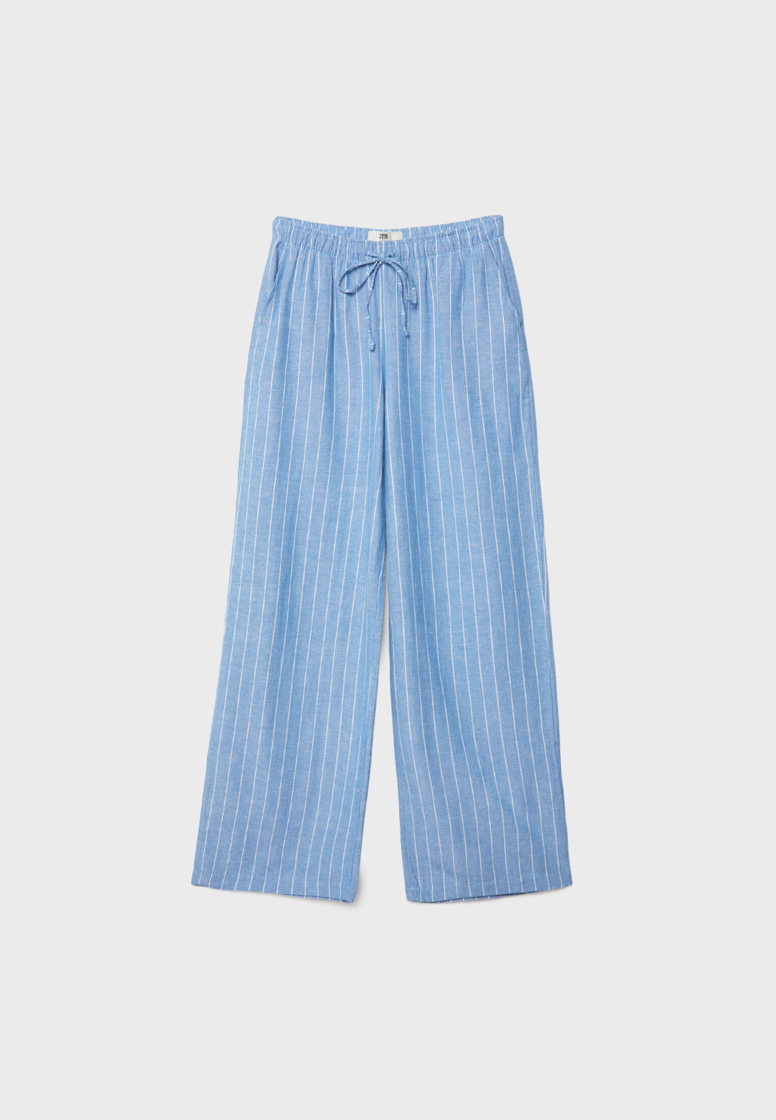 Striped relaxed fit linen blend trousers | Stradivarius (UK)