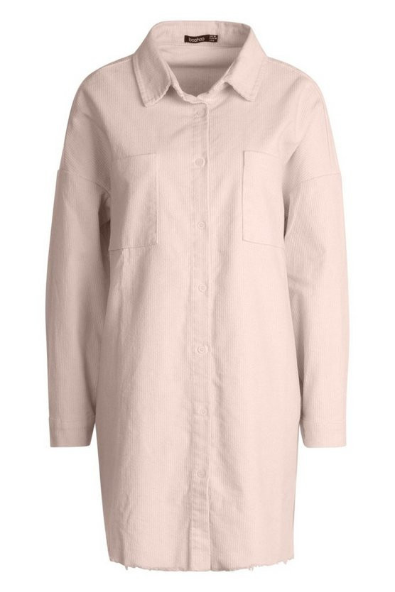 Raw Edge Oversized Cord Shirt | Boohoo.com (US & CA)