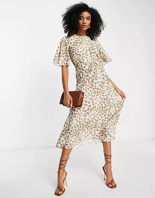 French Connection midi tea dress in animal print | ASOS (Global)