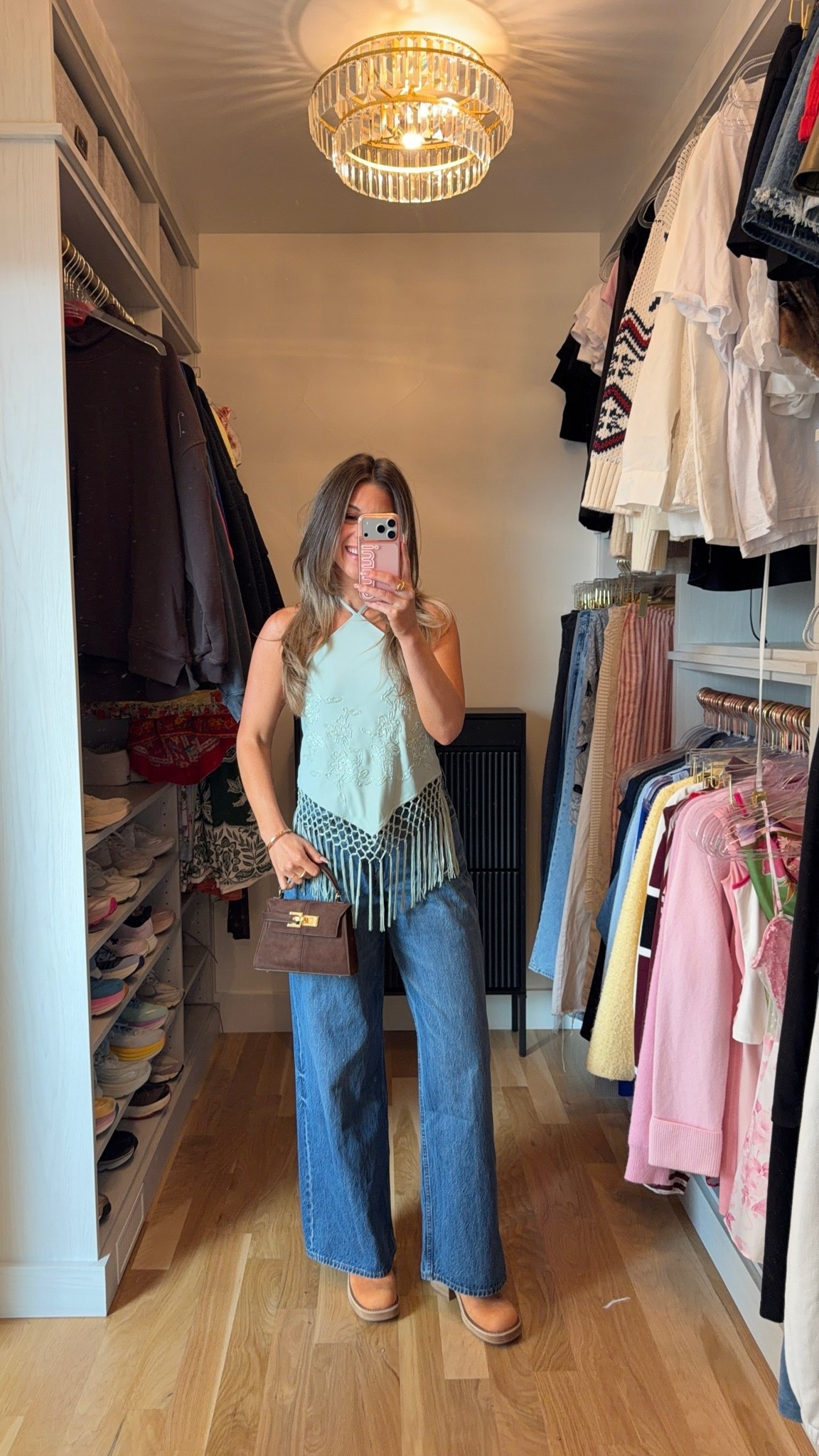 sage green halter top with fringe hem and embroidered detail, wide-leg jeans up to 50% off abercrombie denim plus my stackable 15% off DENIMAF code 🩵

wearing my usual 26 regular

denim, fall outfits, date night, game day, back to school, jeans, autumn look, summer to fall, high waisted jeans, Abercrombie jeans, denim sale

#LTKSaleAlert #LTKSeasonal #LTKootd