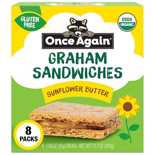 Once Again Sunflower Butter Graham Sandwiches - Gluten Free Snacks for Kids & Adults - Sandwich Crackers with Organic Sunflower Seed Butter - Vegan, Nut Free Snacks for Lunch & School, 8 Count | Amazon (US)