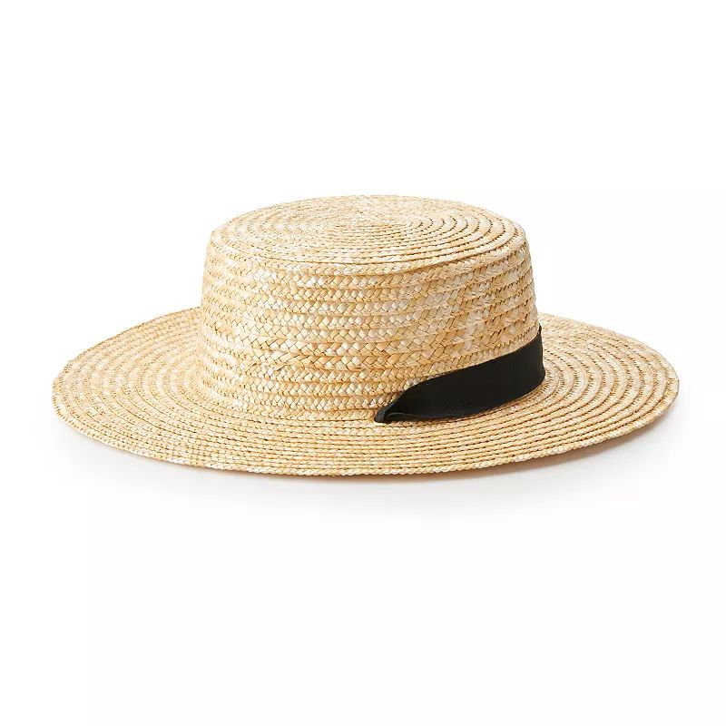 Kids' LC Lauren Conrad Wheat Straw Boater Hat with Ties, Size: YOUTH, Med Beige | Kohl's