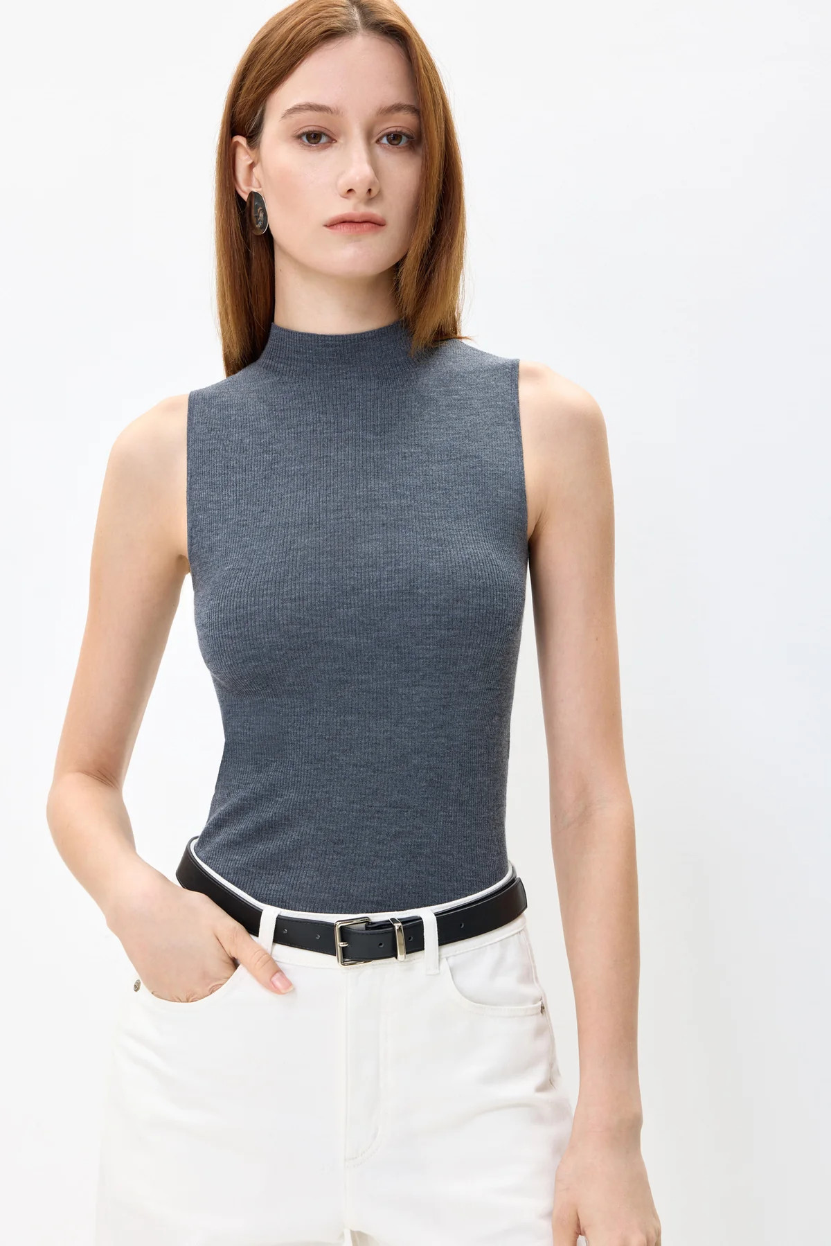 LILY 100% Wool Mock Neck Knit Tank | LILY Studio