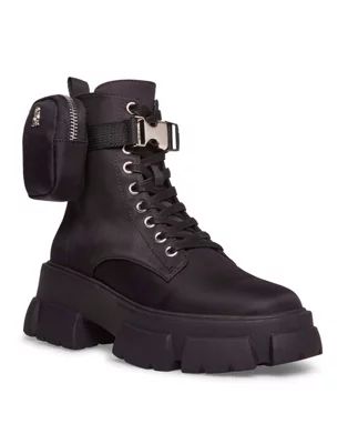 Steve Madden Tanker-P chunky lace up boots with removable pouch in black | ASOS (Global)