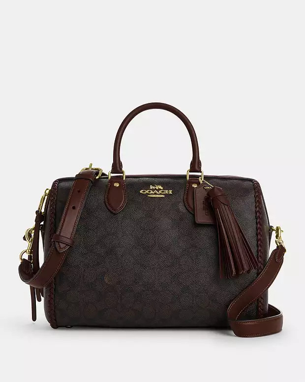 Rowan Large Satchel Bag In Signature Canvas With Fringe | Coach Outlet US