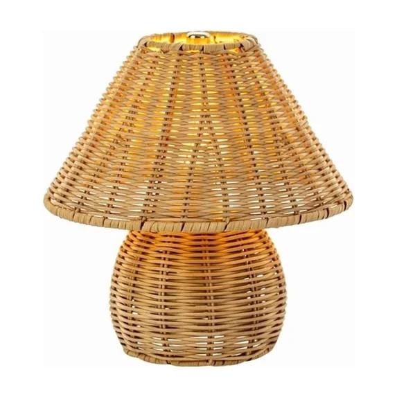 Orangide Bamboo Table Lamp Handmade Boho Rattan Bedside Lamp, 9 In Vintage Wicker Wooden Nightsta... | Walmart (US)
