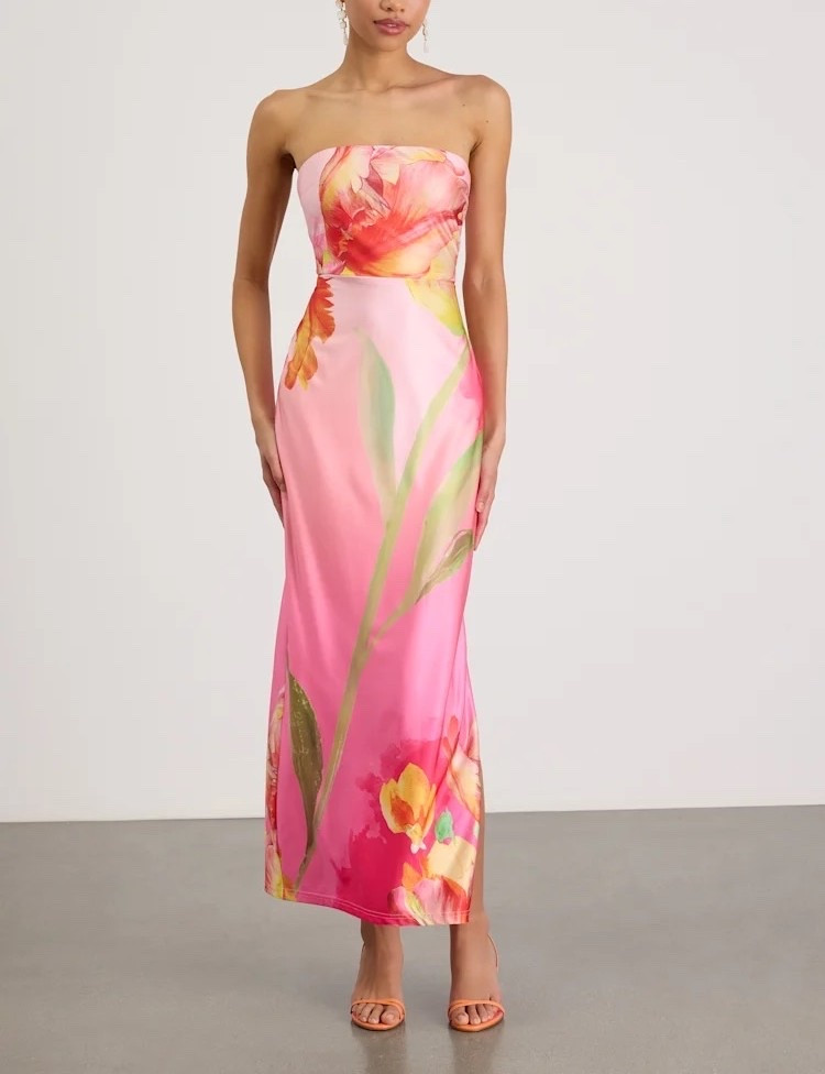 Inspired by romantic summer gardens, the Anahi Pink Multi Floral Satin Strapless Maxi Dress combines vibrant florals, a graceful strapless silhouette, and luxurious satin fabric for a look that feels effortlessly elegant. Designed to make a statement, this dress is perfect for occasions that call for beauty, confidence, and timeless femininity. ON SALE for a limited time only and under $70.

Keywords:

* floral maxi dress
* pink floral dress
* strapless maxi dress
* satin maxi dress
* wedding guest dress
* garden party dress
* romantic floral dress
* feminine fashion
* elegant occasion dress
* floral satin dress
* luxury maxi dress
* special event dress
* formal floral dress
* bridal shower outfit
* summer occasion dress
* destination wedding guest dress
* timeless feminine style
* luxury occasion wear
* statement floral dress

#LTKSaleAlert #LTKTravel #LTKootd