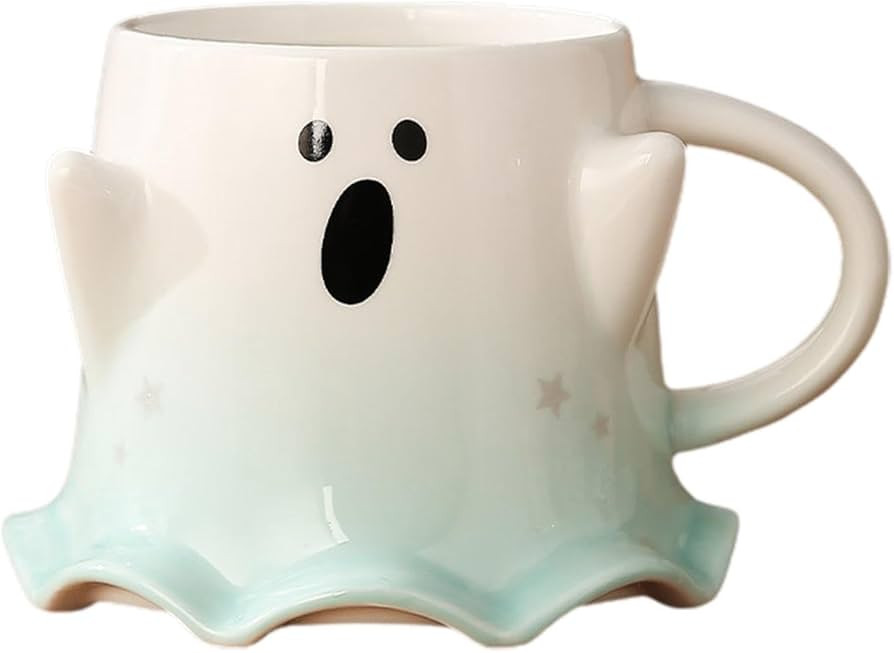 Dirfuny 460ml Halloween Ghost Mug, Ceramic Coffee Mug, Ghost Shaped Ceramic Mug, Ghost Mugs, Hall... | Amazon (UK)