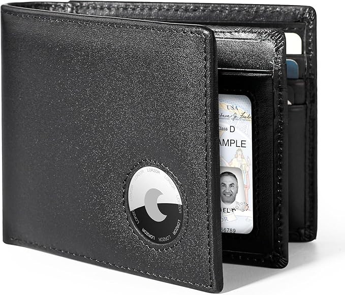 KE'VERSO AirTag Wallet, Genuine Leather Mens Wallet for AirTag Men's Leather Wallet RFID Blocking... | Amazon (US)
