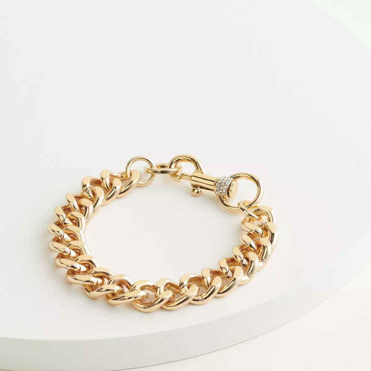 Elizabeth and James Gold Tone Curb Chain Bracelet with Bolt Snap Closure | Kohl's