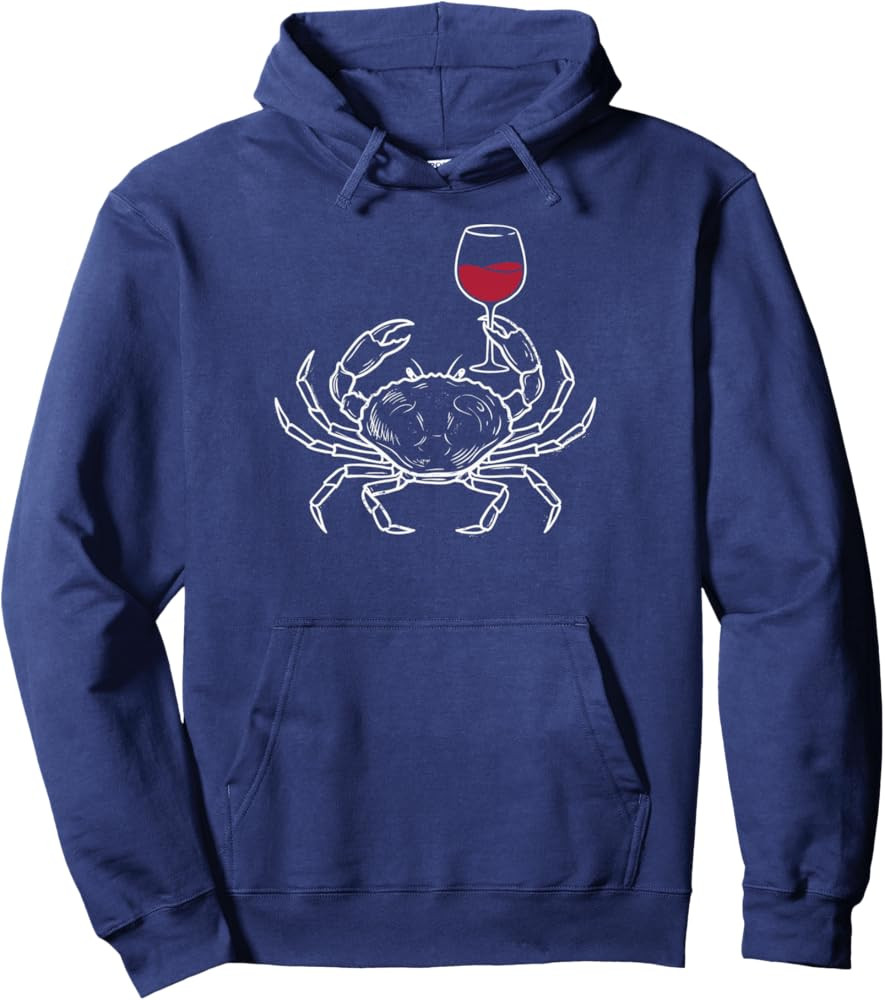 Funny Crab Glass of Wine Lover Sommelier Drinking Party Tee Pullover Hoodie | Amazon (US)