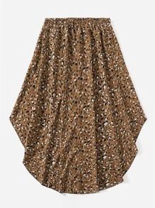 Plus Allover Print Asymmetrical Skirt | SHEIN