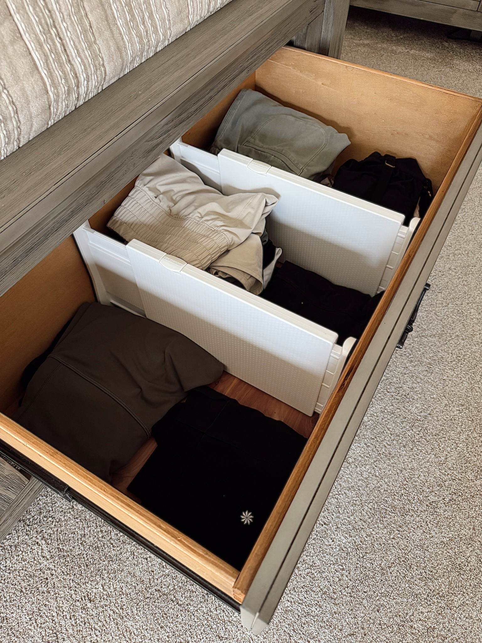 Organizing deep drawers is made SO much easier with these 8-inch tall drawer dividers! They are a splurge, but worth it IMO if you’re constantly having to reset the deep drawers all around your home. Even Dane was thrilled when I showed him these, haha! We have several deep bedroom drawers, and we’ve struggled for years with keeping them tidy - not anymore. You can totally use these for kitchen organization, too. Click to shop on Amazon!

#LTKKids #LTKFamily #LTKHome