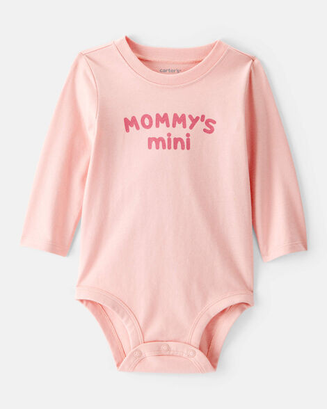 Baby Girl 'Mommy's Mini' Cotton Long-Sleeve Graphic Bodysuit - Pink | Carter's Inc