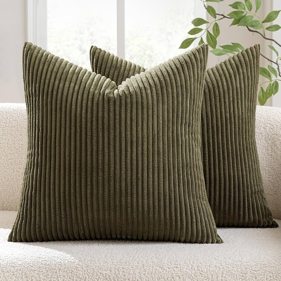 MIULEE Pack of 2 Corduroy Soft Soild Decorative Square Throw Pillow Covers Cushion Cases Pillow C... | Amazon (CA)