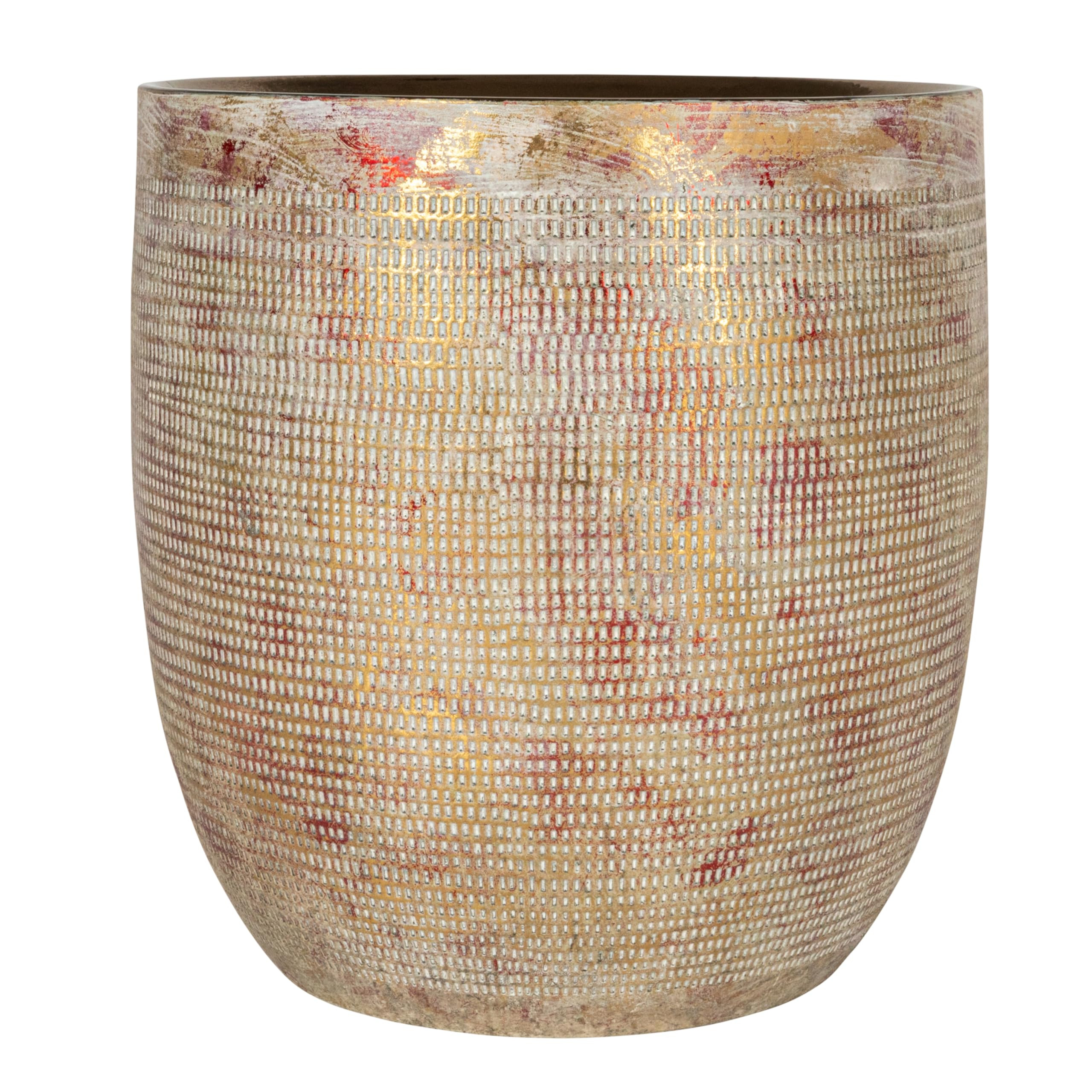 Creative Co-Op Embossed Textured Stoneware Planter, Metallic Gold | Amazon (US)