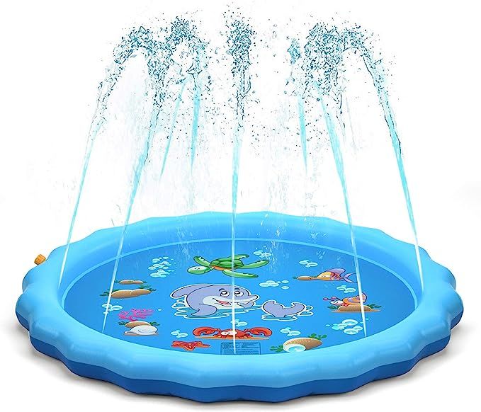 QPAU (Upgraded 2020 Version) Sprinkler for Kids Dogs, 68" Sprinkle and Splash Play Mat , Kiddie B... | Amazon (US)