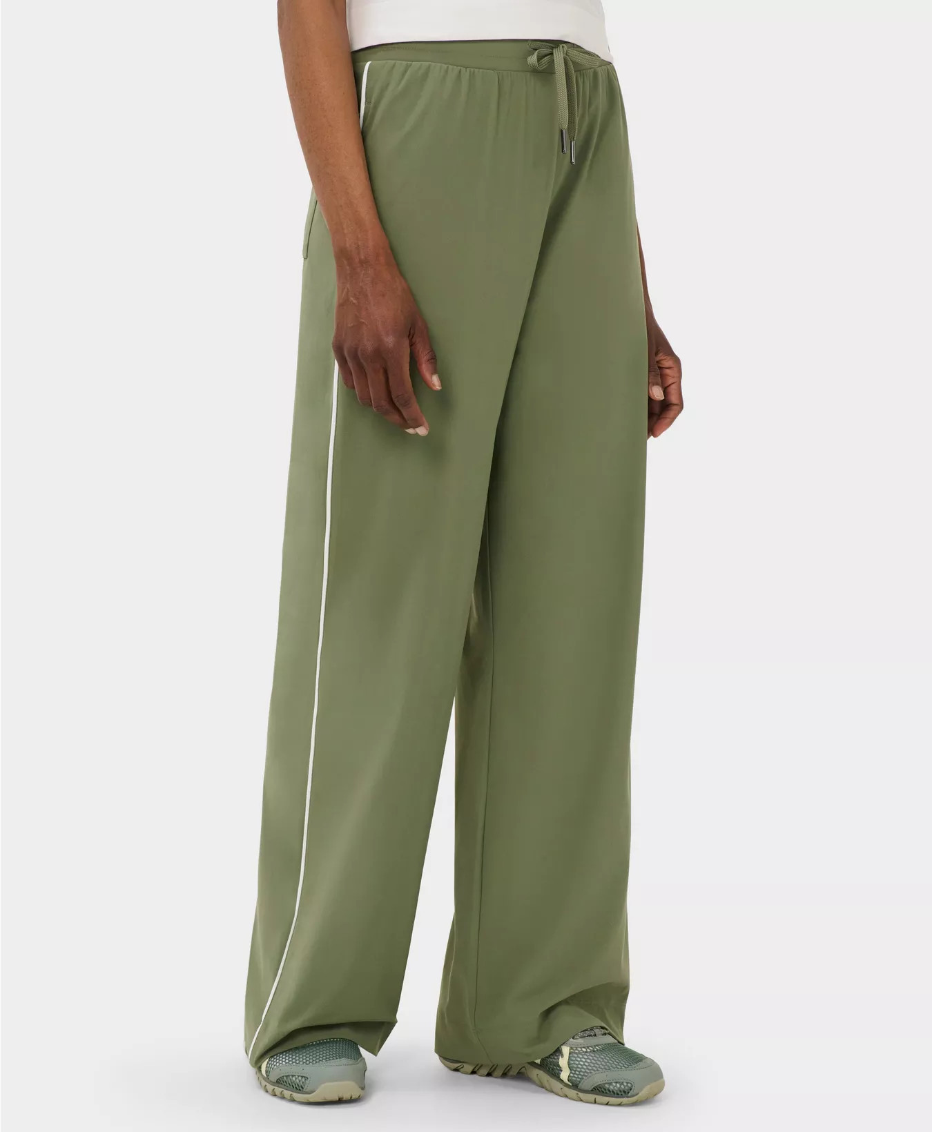 Explorer Wide Leg Trousers - Bracken Green Lily White | Women's Trousers & Yoga Pants | Sweaty Be... | Sweaty Betty UK