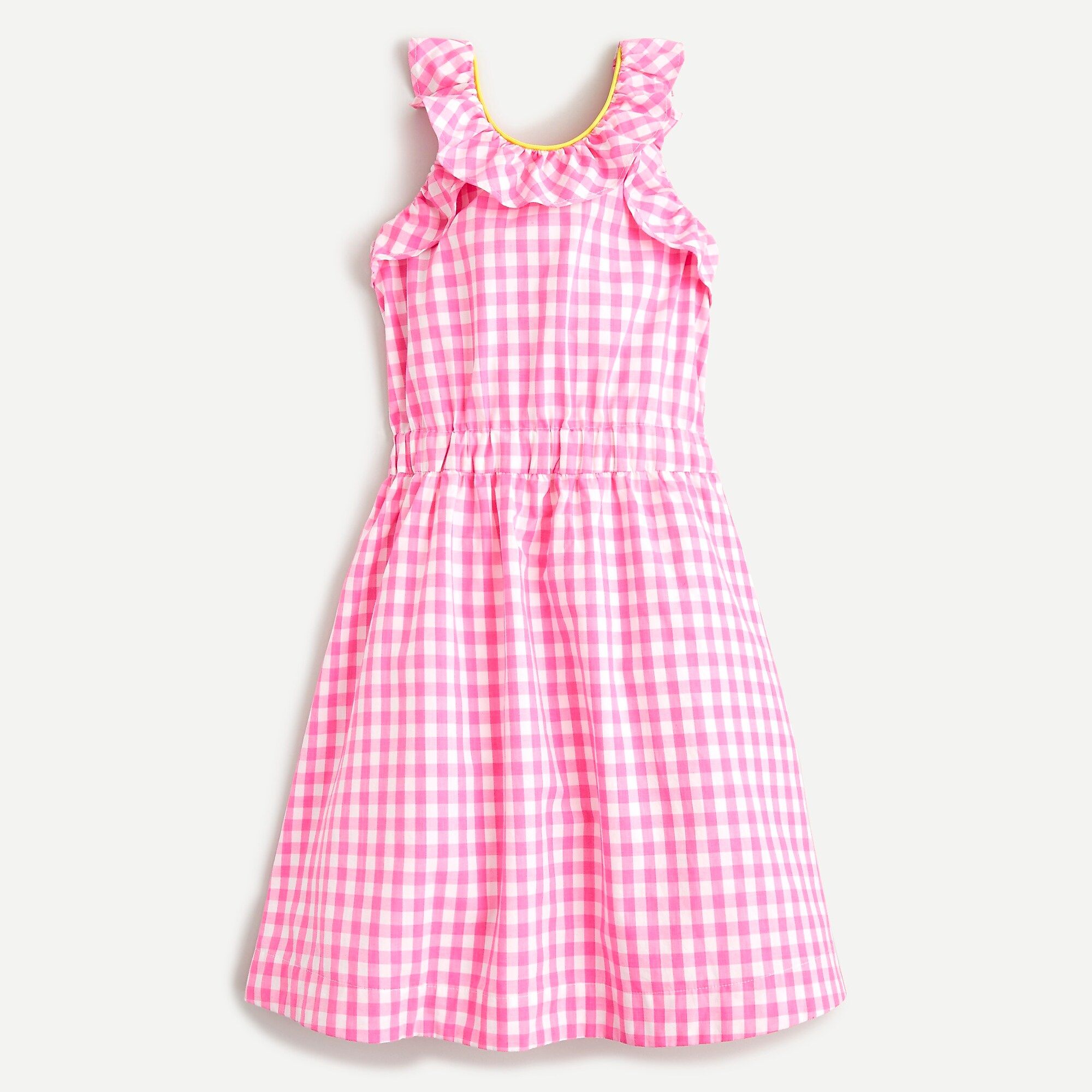 Girls' ruffle-trim dress in gingham | J.Crew US