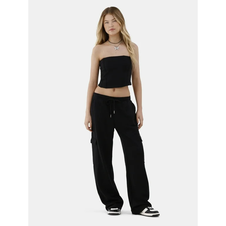 No Boundaries Tube Top and Sweatpants Set, 2 Piece, Women’s and Women's Plus | Walmart (US)