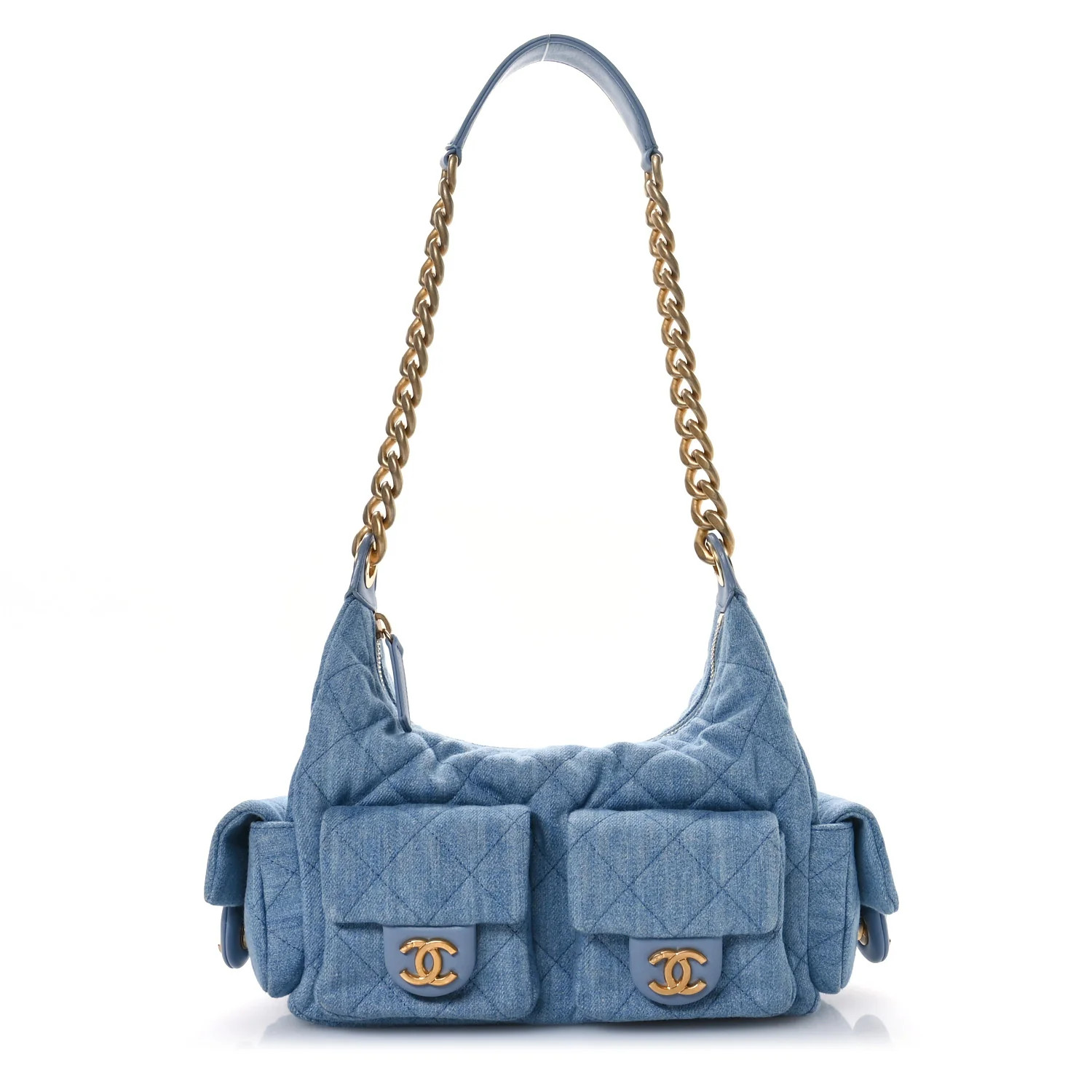 Chanel Washed Denim Quilted Cargo Large Hobo Light Blue 1674783 | FASHIONPHILE (US)