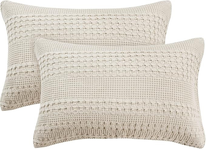 PHF 100% Cotton Waffle Pillowcases Standard Size, 2 Pack Soft Breathable Skin-Friendly Pillow Sha... | Amazon (US)