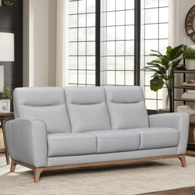 Armen Living Greyson Leather Sofa, Dove Gray | Ashley Homestore