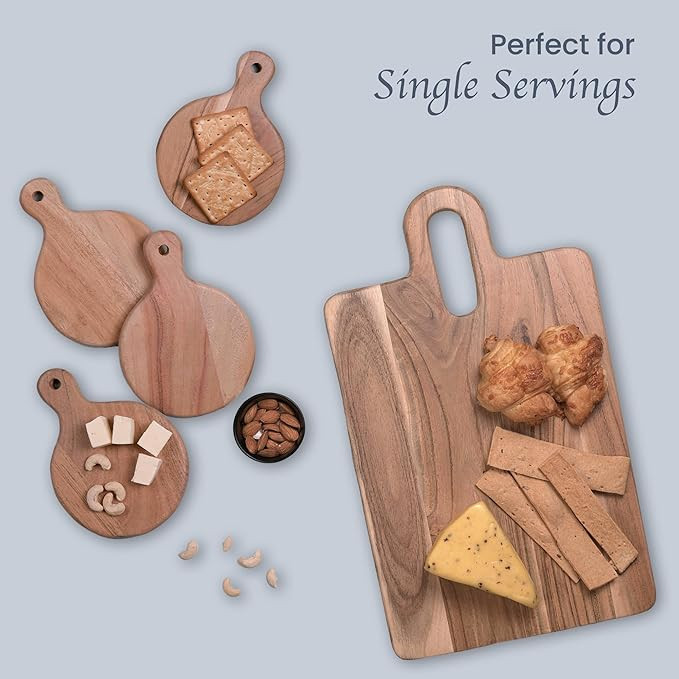 The Fine Living Co. Set of 4 Small Appetizer Serving Plate, Round Charcuterie Boards, Acacia Smal... | Amazon (US)