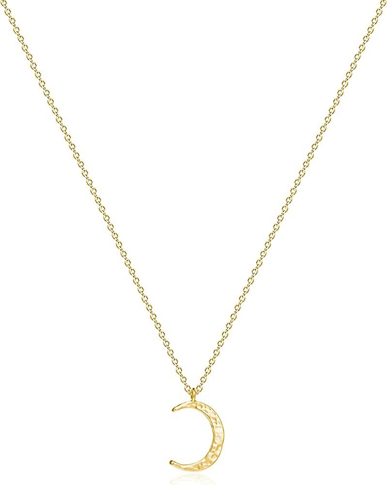 Befettly Moon Pendant Necklace 14K Gold Fill Dainty Hammered Moon Phase Gold Choker Simple Cresce... | Amazon (US)