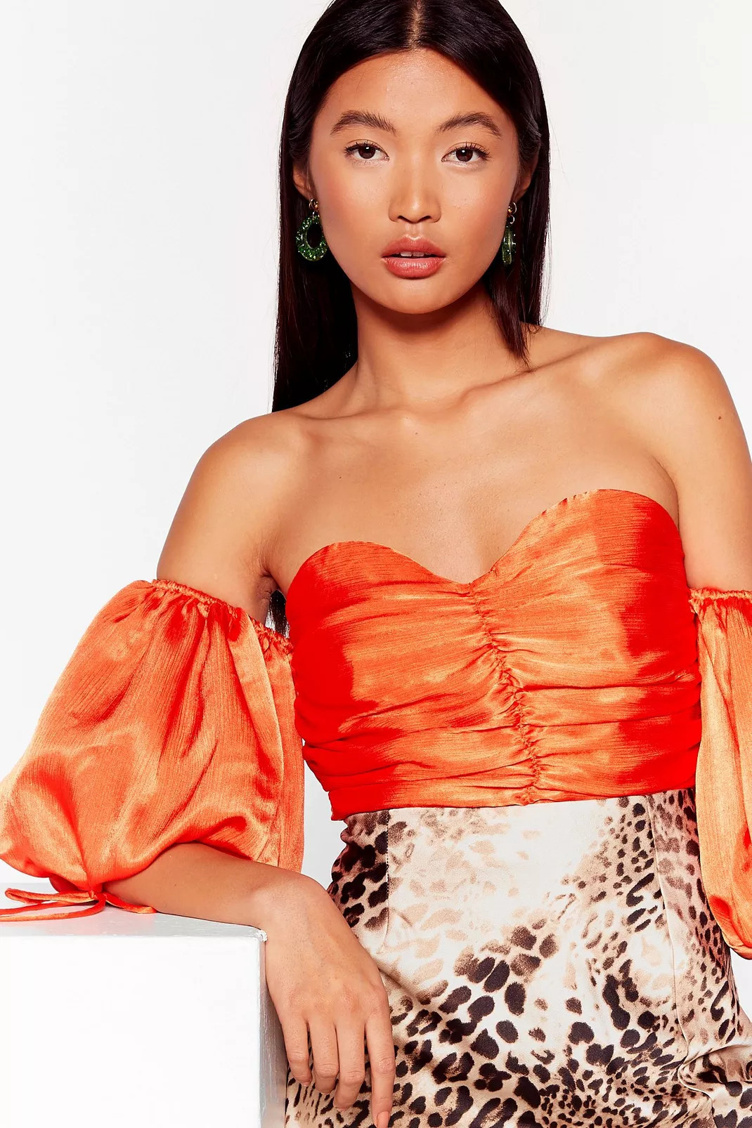 All the Room We Sleeve Satin Ruched Top | Nasty Gal (US)