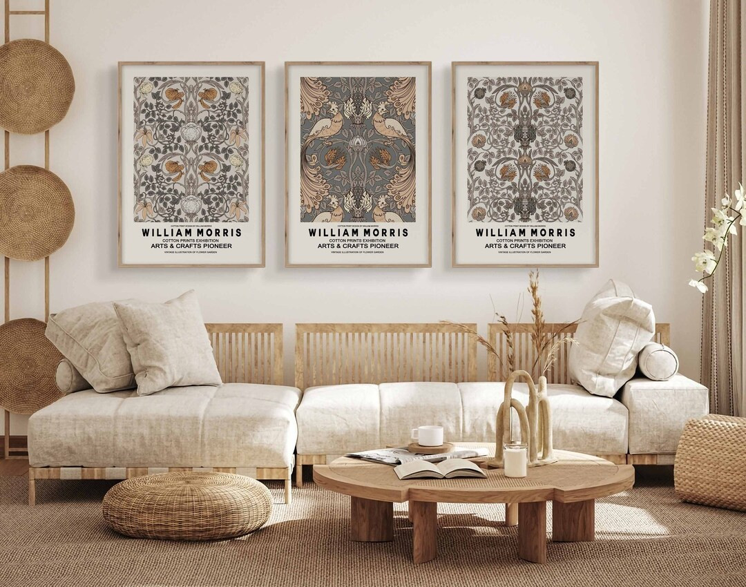 William Morris Exhibition Poster Beige Botanical Set of 3 - Etsy | Etsy (US)