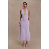 Genie Slinky Halter Midi Dress - Lilac I MESHKI I Size S | MESHKI US