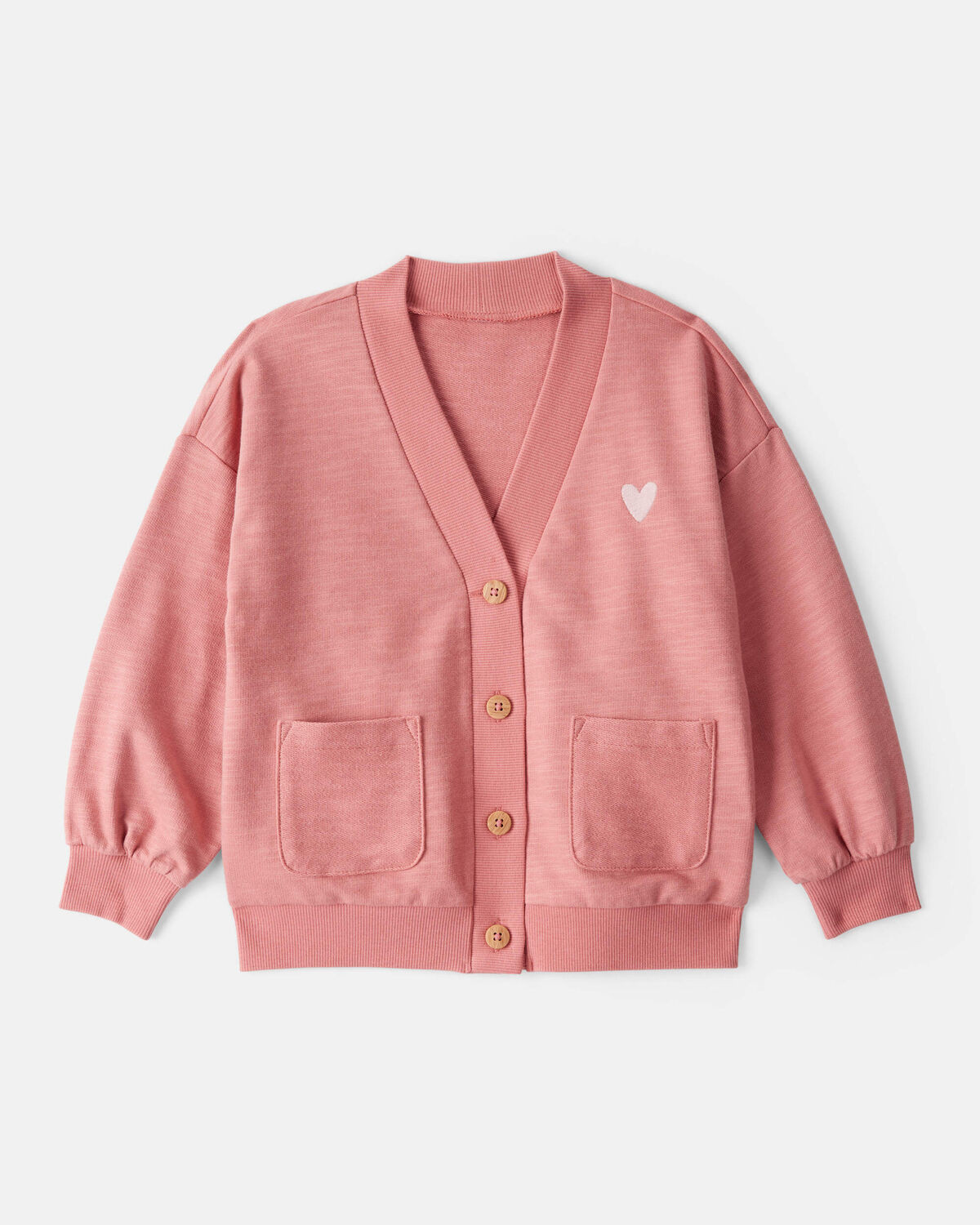 Toddler Girl Heart Cotton Long-Sleeve Cardigan Sweater - Pink | Carter's Inc